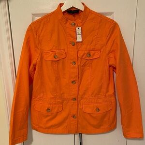 Talbots New With Tags Melon Orange Utility Safari Button-Front Jacket small